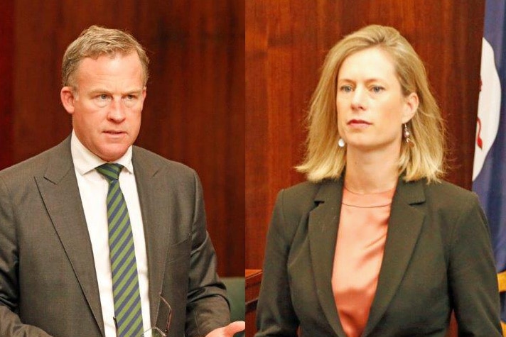 Composite image of  Will Hodgman and Rebecca White in Parliament