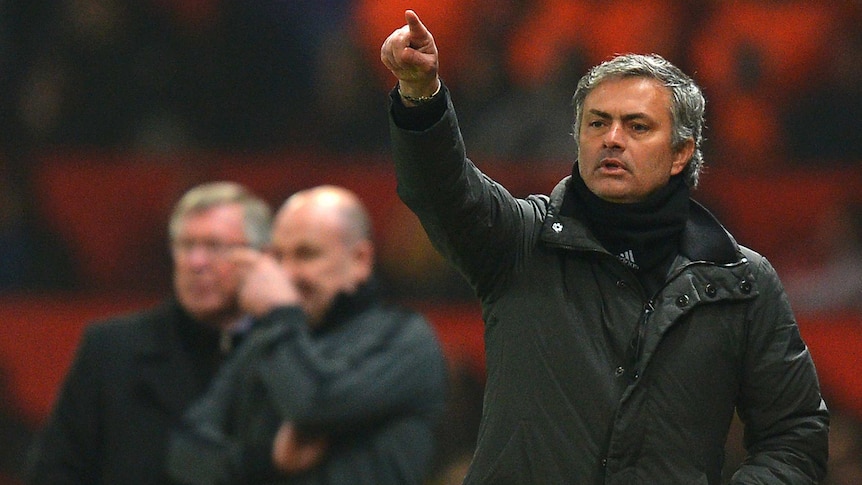 Mourinho gestures during Champions League match