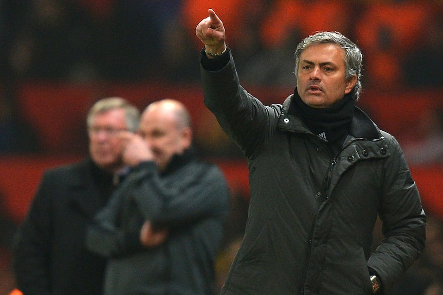 Mourinho gestures during Champions League match