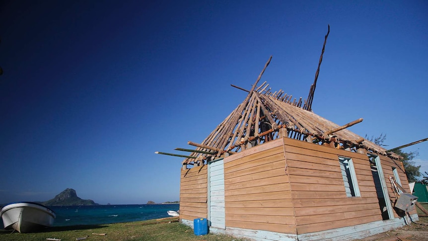 A traditional style of Fijian house being built in the village of Navotua in the Yasawa Islands