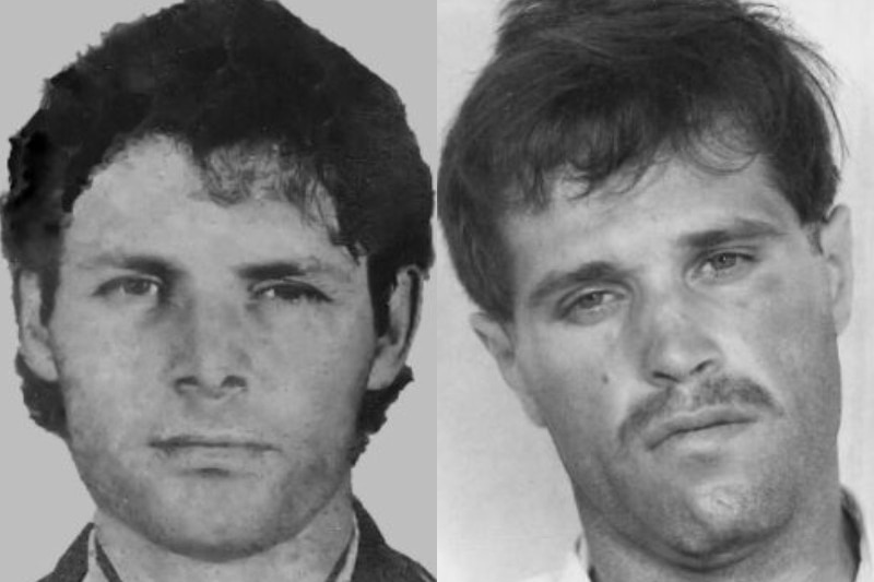 Composite black and white image of the mens' prison headshots.