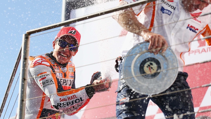 Marc Marquez celebrates Australian MotoGP win