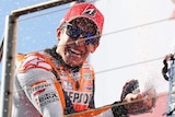 Marc Marquez celebrates Australian MotoGP win