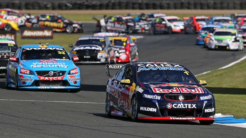 Red Bull racing's Jamie Whincup drives at the Auckland 500 at Pukekohe on November 8, 2015.