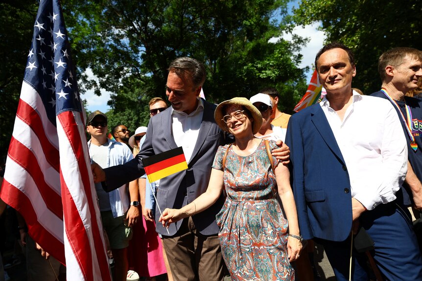 Diplomats from US and Germany attends a pride march in Budapest. 