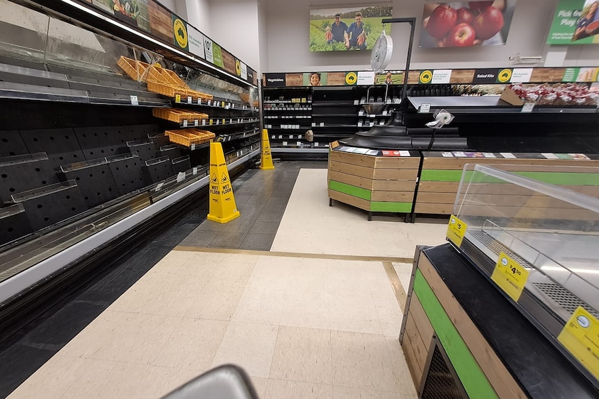 Empty shelves at a grocery store in Derby
