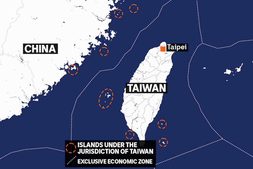 地图显示了台湾与中国大陆的海上边界