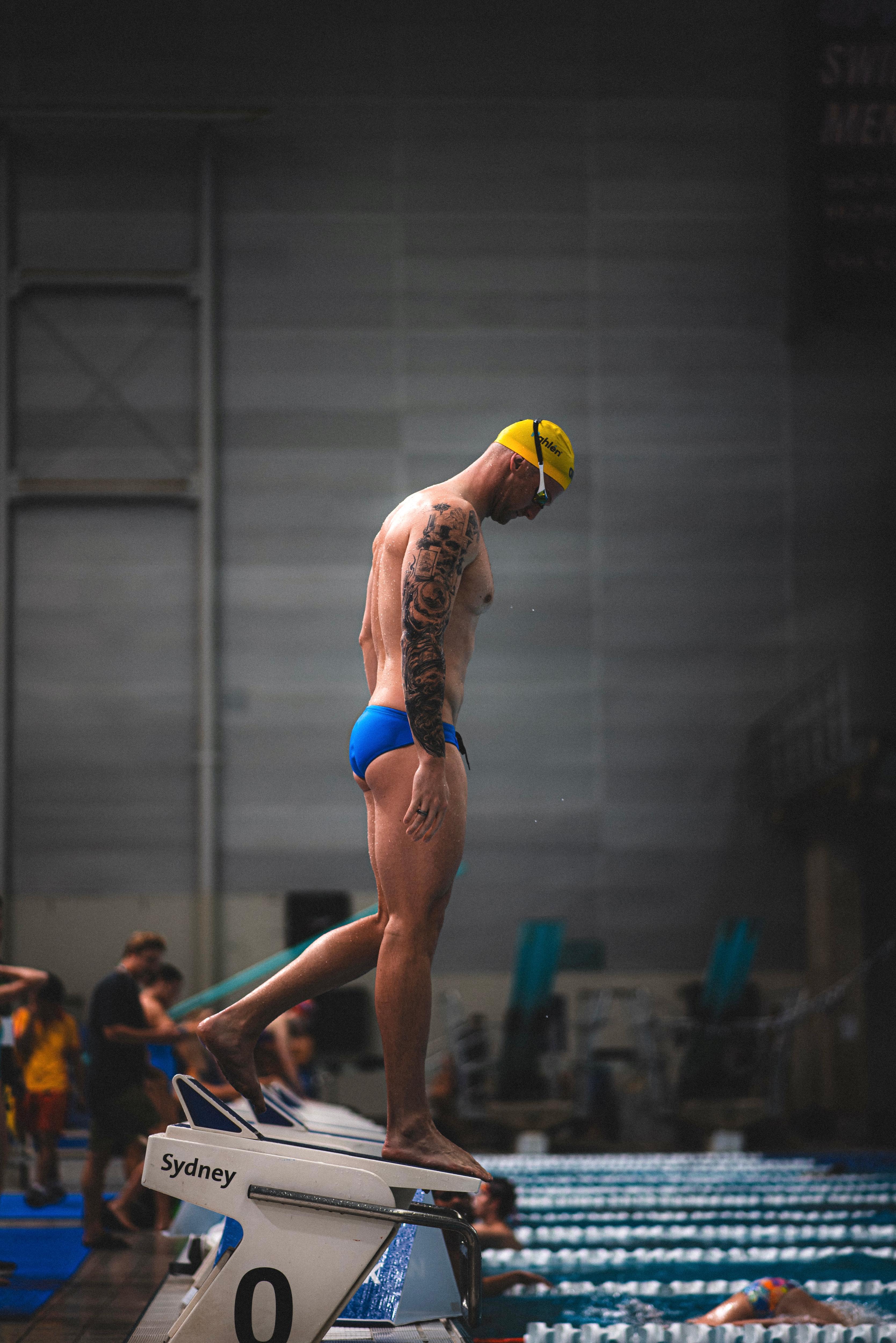 Sam Williamson prepares to dive in