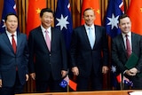 China Eastern and Qantas sign the deal at Parliament House, Canberra