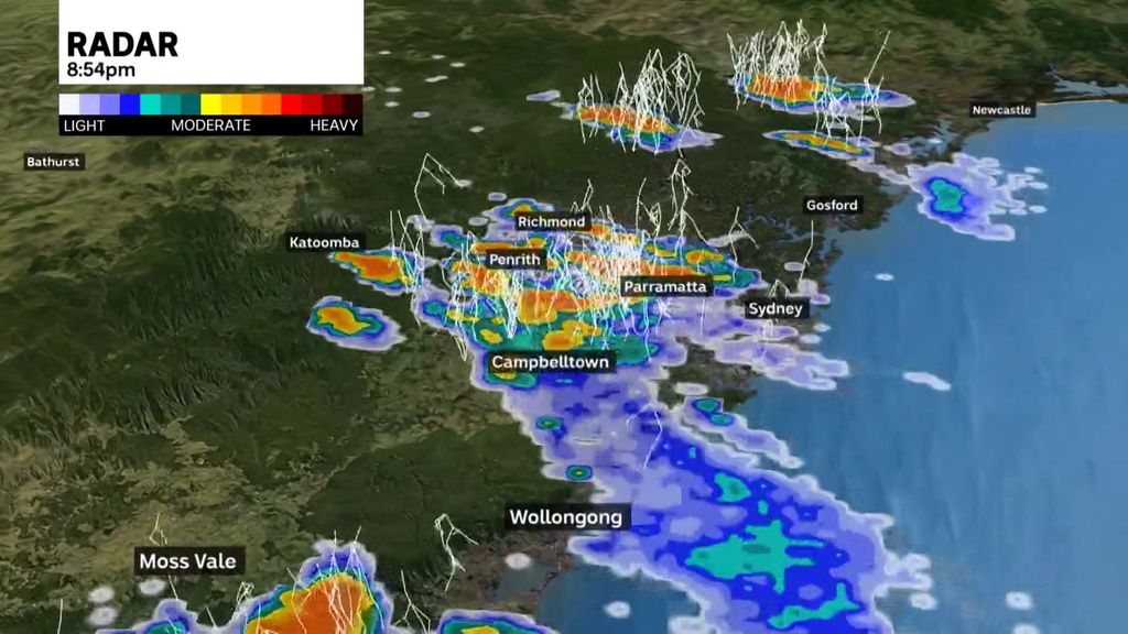 Radar Tuesday night thunderstorms when thousands of lightning strikes lit  up the sky above Sydney - ABC News