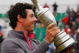 Rory McIlroy celebrates British Open win