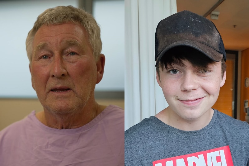 composite image of a teenage boy and older man