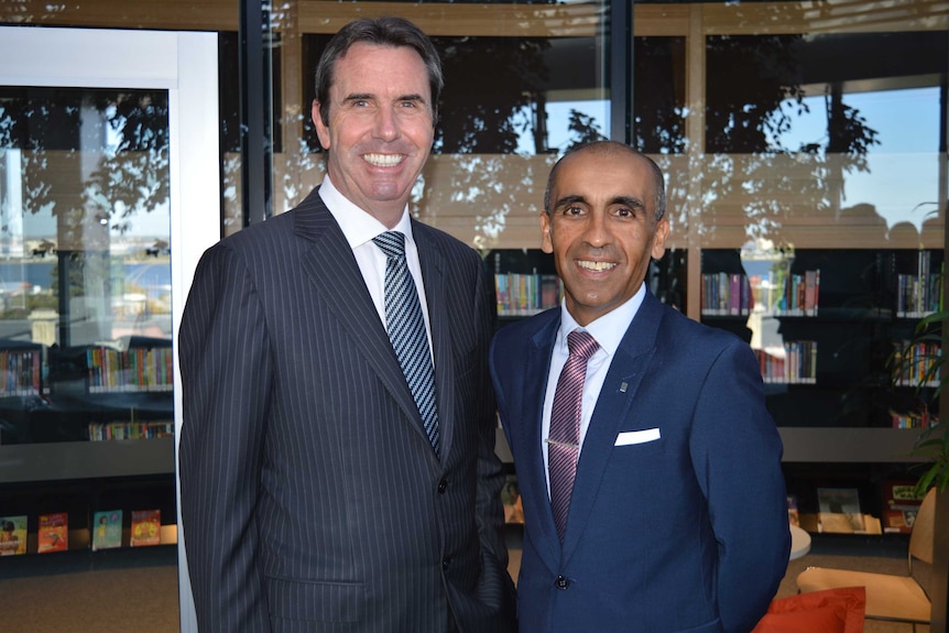 A photo of Education Minister Peter Collier and Broome Senior High School principal Saeed Amin
