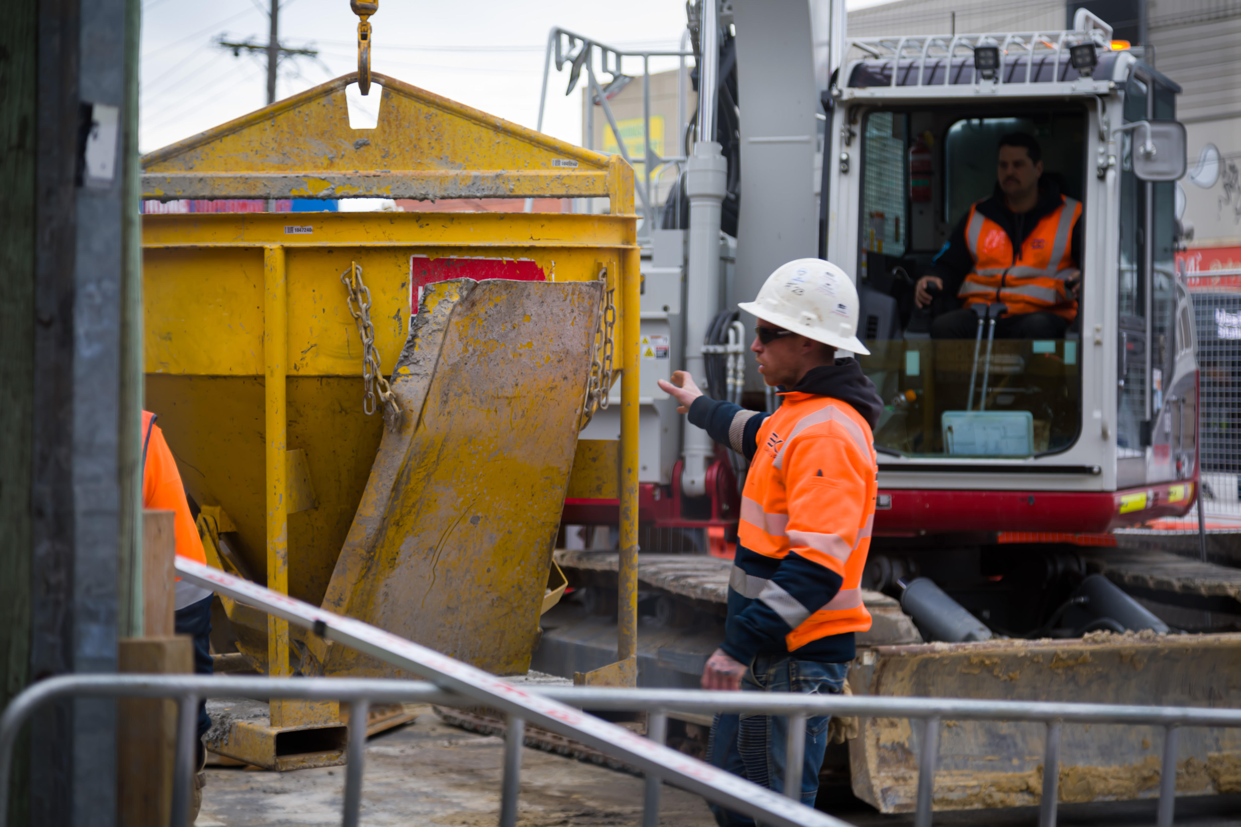 Workers on a construction zone.