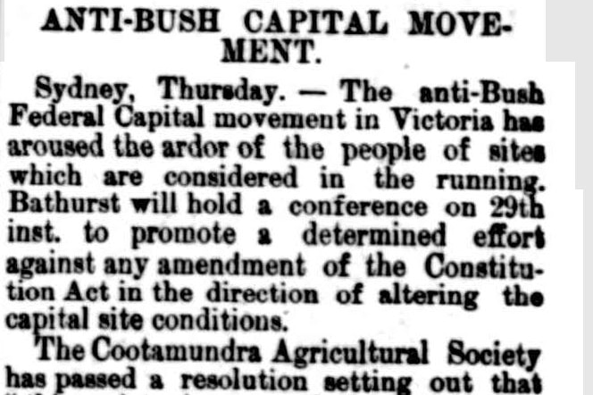 Article titled 'anti-bush capital movement', dated August 18, 1903, published in  North Western Advocate and Emu Bay Times
