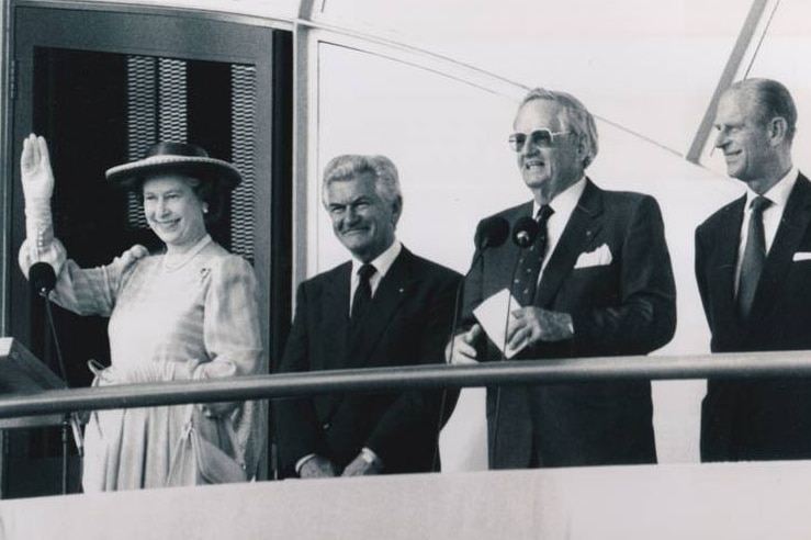 Queen Elizabeth II officially opens the Stockman's Hall of Fame in 1988 in Longreach.