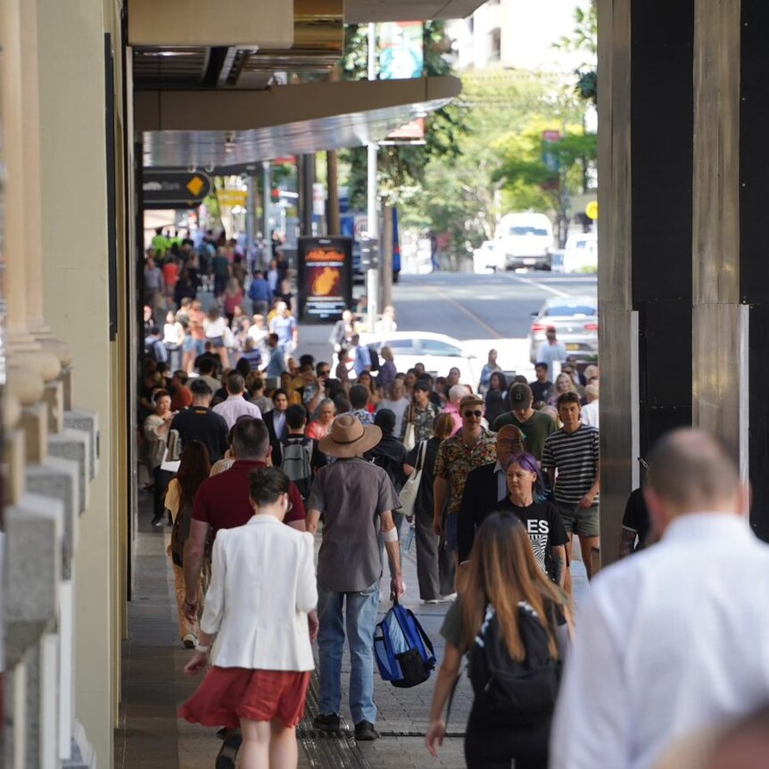 People shopping in the Queen Street mall in Brisbane.