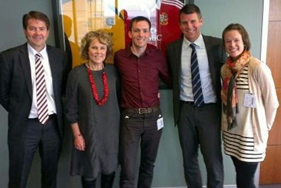 Haslam family with Premier Mike Baird and Nationals MP for Tamworth Kevin Anderson