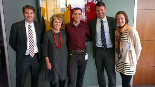 Haslam family with Premier Mike Baird and Nationals MP for Tamworth Kevin Anderson