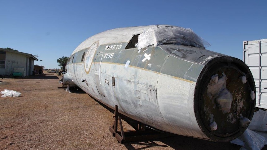 Fuselage of the Lockheed Super Constellation on the ground at the Qantas Founders Museum in Longreach