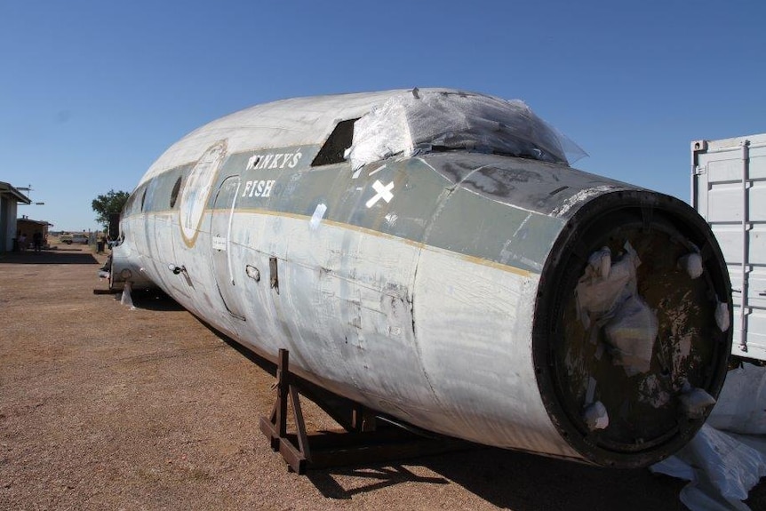 Fuselage of the Lockheed Super Constellation on the ground at the Qantas Founders Museum in Longreach