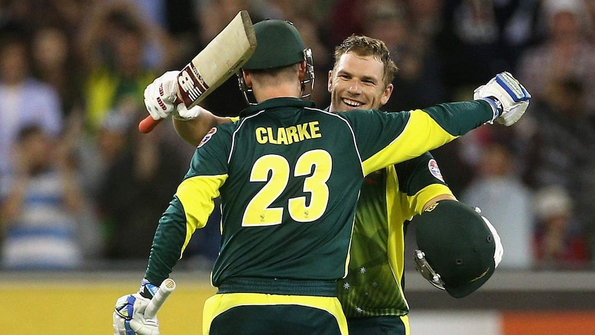 Finch celebrates ODI ton against England