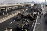 Cars overturned after Chile quake