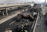 Cars overturned after Chile quake