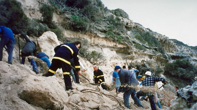 Rescuers sift through the rubble at Gracetown cliff collapse - EMA and Geoscience Australia