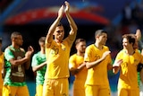 Australia's Trent Sainsbury applauds their fans after their Group C World Cup 2018 match with France at Kazan Arena