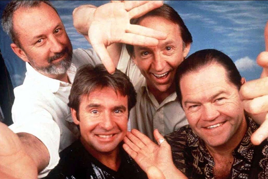 The Monkees on set in 1997
