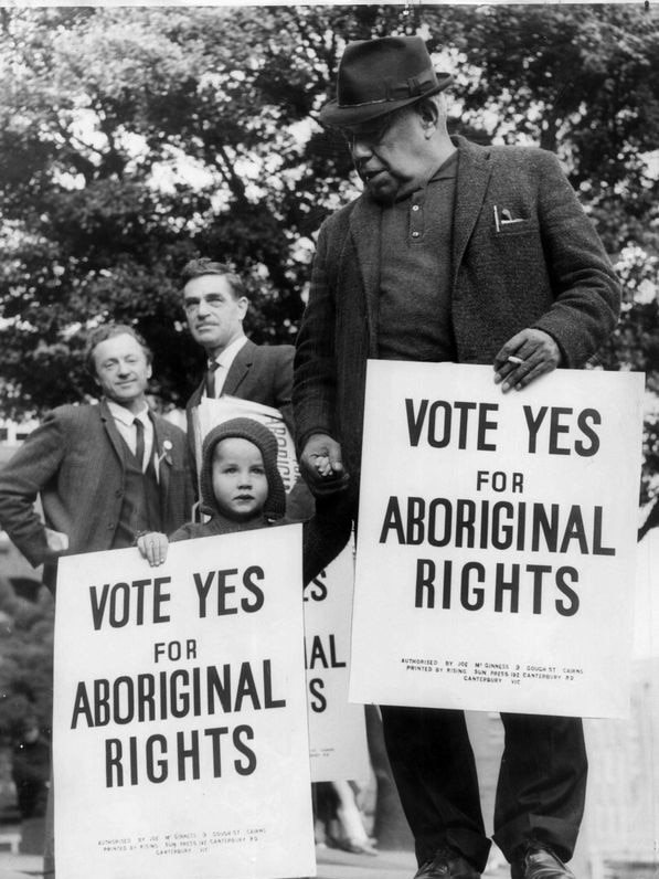 Bill Onus taking part in an Aboriginal Rights referendum march in Melbourne in 1967.