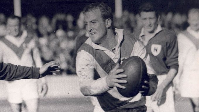 Johnny Raper runs the balls during his playing days for the St George Dragons.