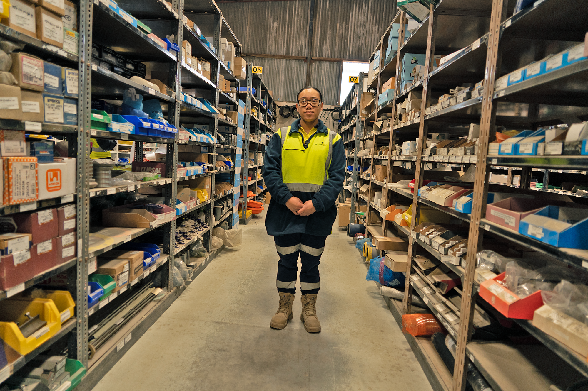 Chloe pictured at her workplace in the mining industry.