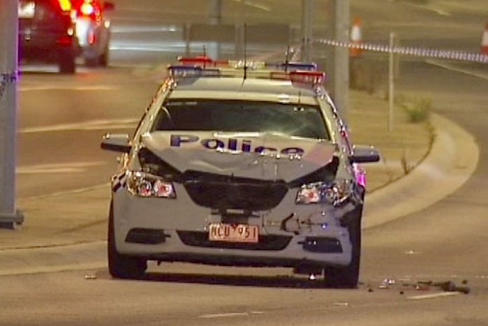 Damaged Victoria Police van rammed at Airport West
