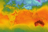 A heat map of the world showing Australia in dark orange.
