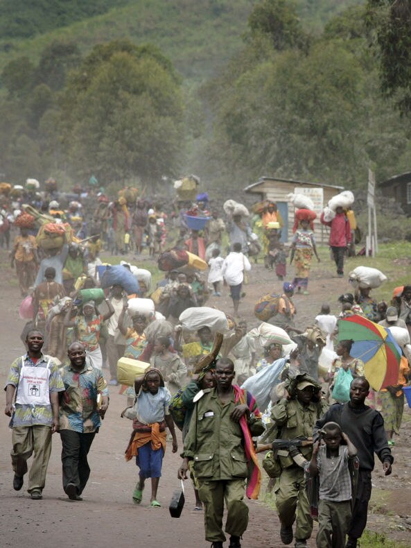 Congolese people flee from village