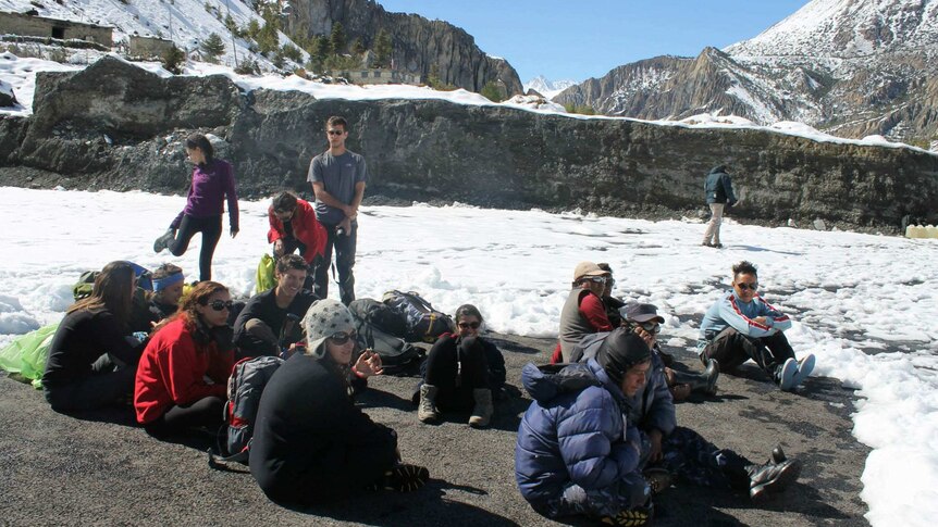 Trekkers wait to be rescued