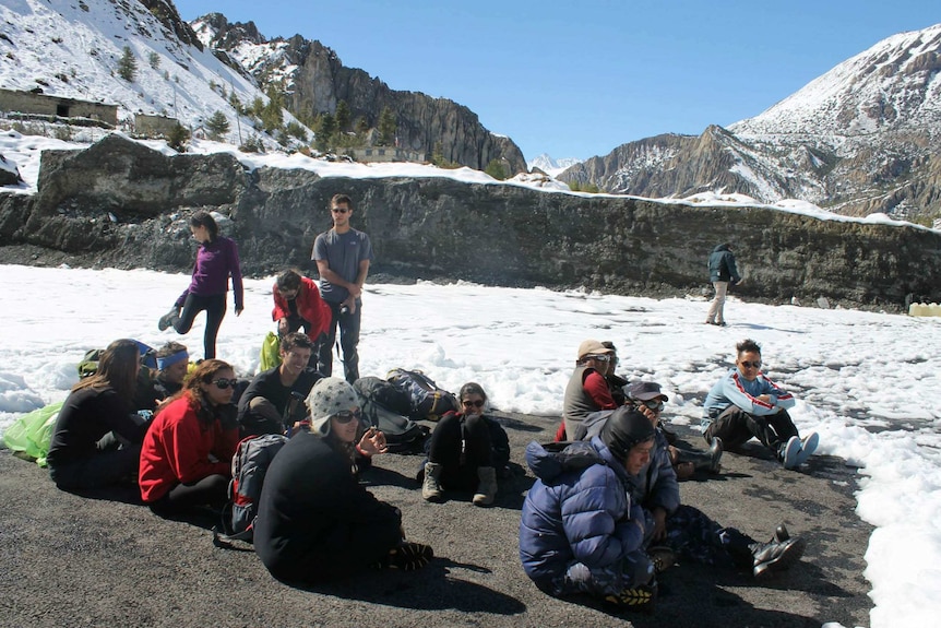 Trekkers wait to be rescued