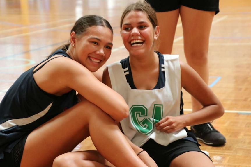 Indigenous girls play basketball at Balga Senior High School.