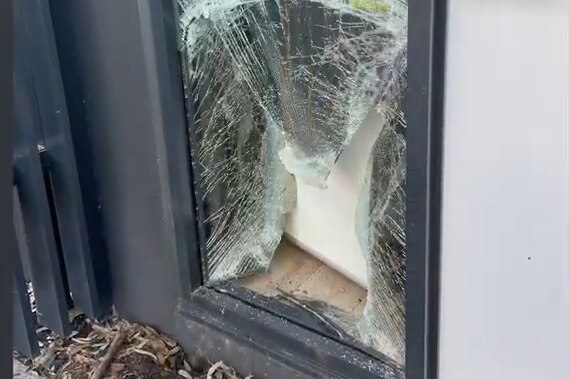 A smashed window 