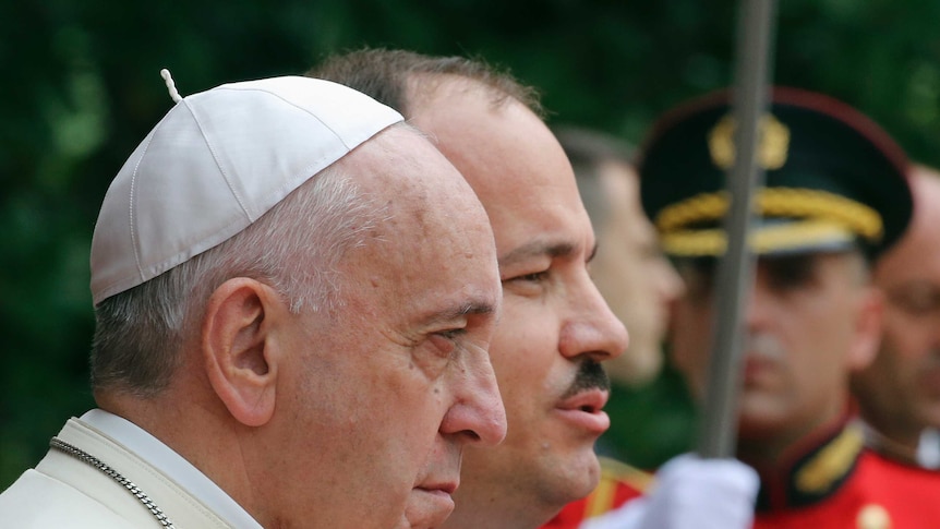 Pope Francis met with Albania's president Bujar Nishani upon arrival in Tirana.
