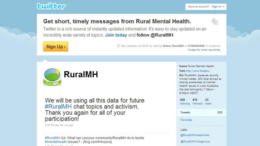 Through fortnightly Twitter chats, Rural Mental Health wants to break down stigmas and raise awareness in communities.