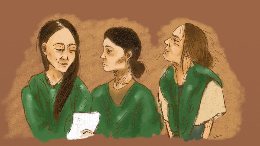 An artist's impression of three women