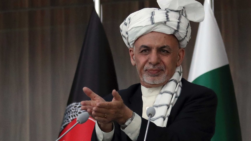 Afghanistan's President, Ashraf Ghani speaks during a ceremony