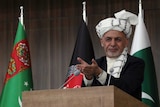 Afghanistan's President, Ashraf Ghani speaks during a ceremony
