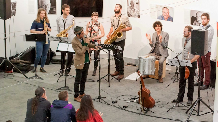 Student composer Eduardo Cossio and his band perform at SLWA