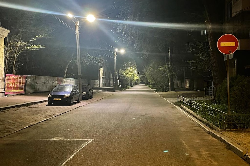 An empty street, late at night