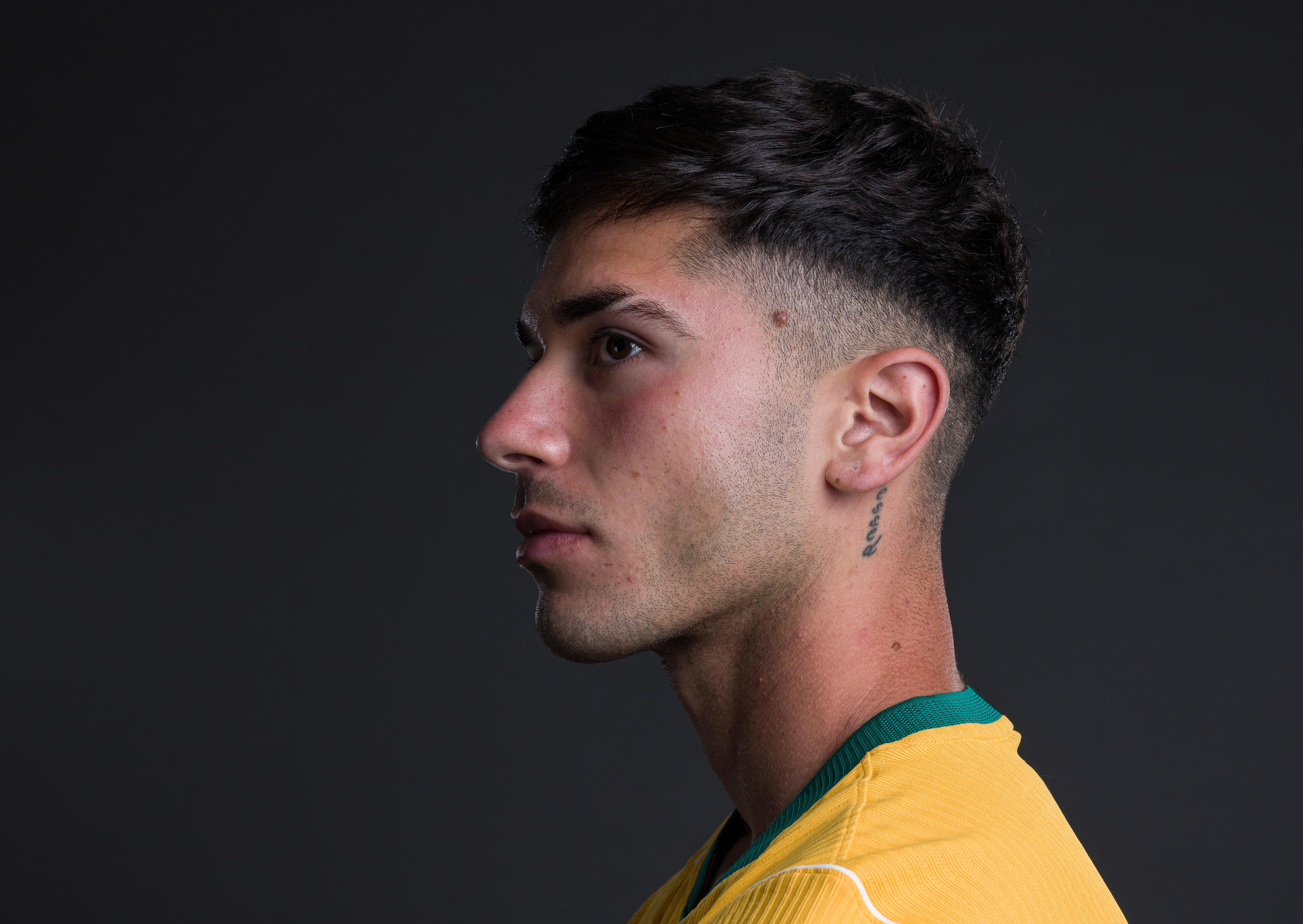 Cristian Volpato poses for a portrait at an official photography session