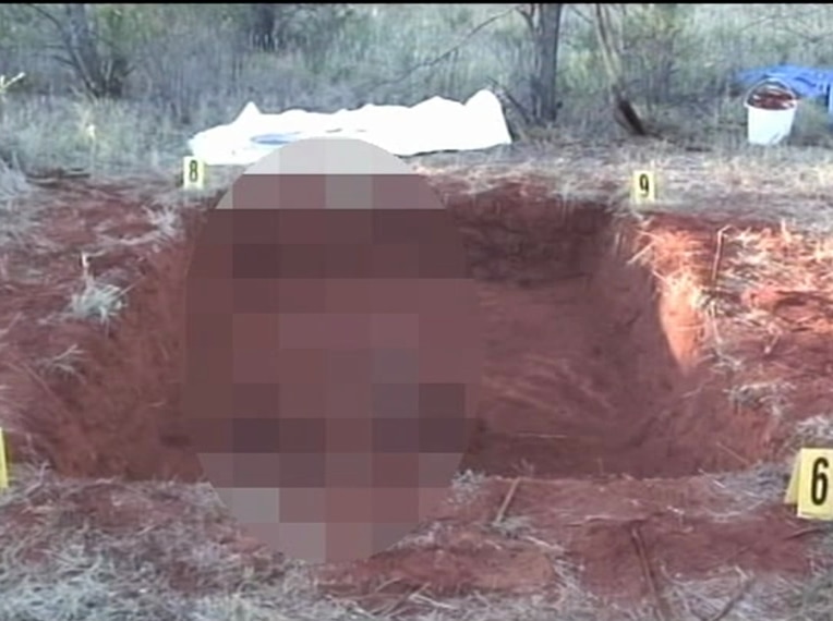The grave of Peter Wayne Murphy, after the excavation of NT Police.